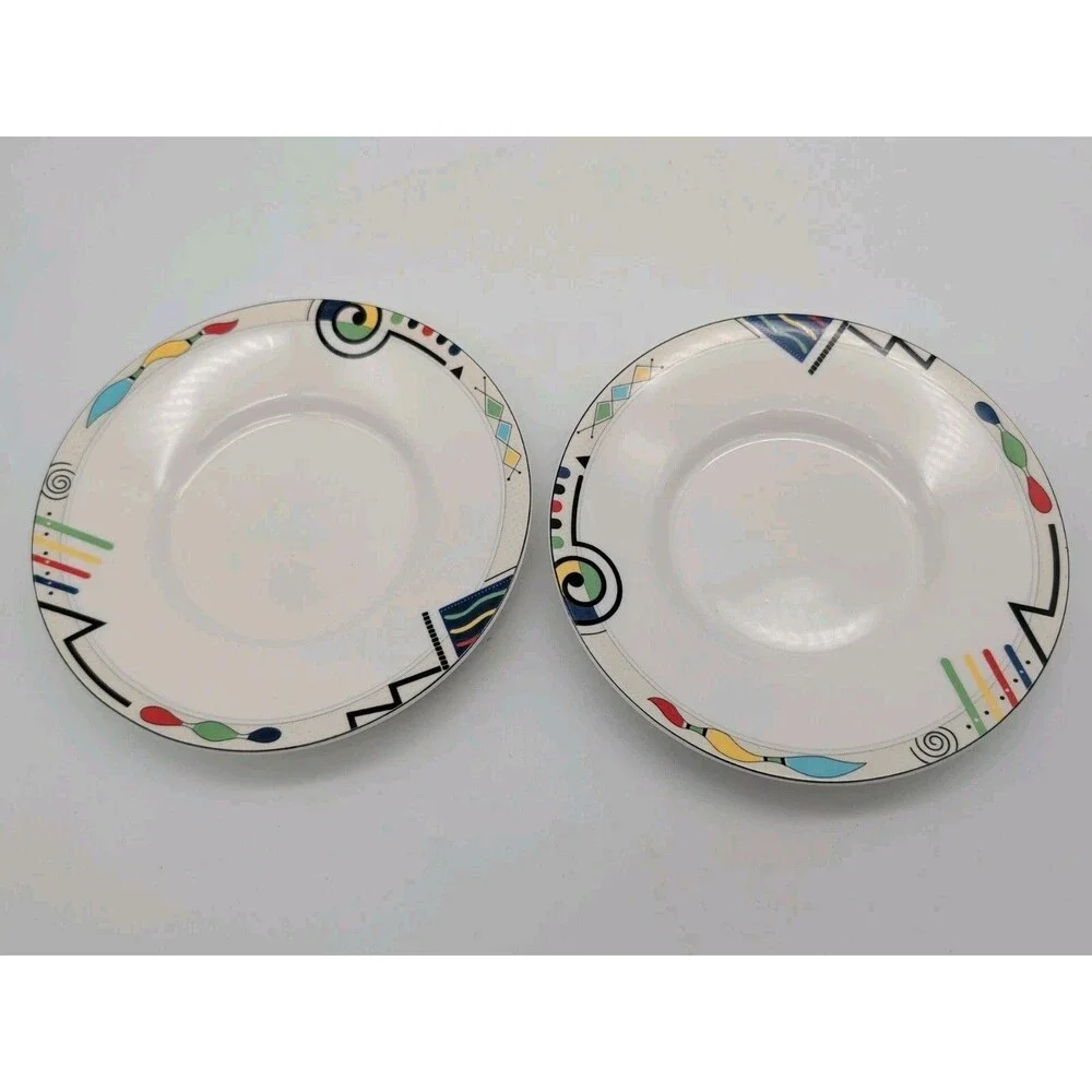 2 VTG Mikasa Saucer Plates 6” Ultima+ HK-232 Headline 1990s Geometric